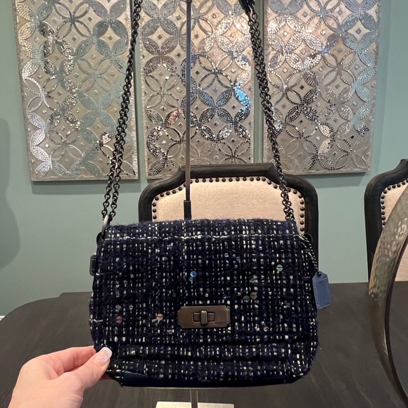 Coach Classic Chelsea Boucle Blue/Black Tweed Handbag - Picture 10 of 15